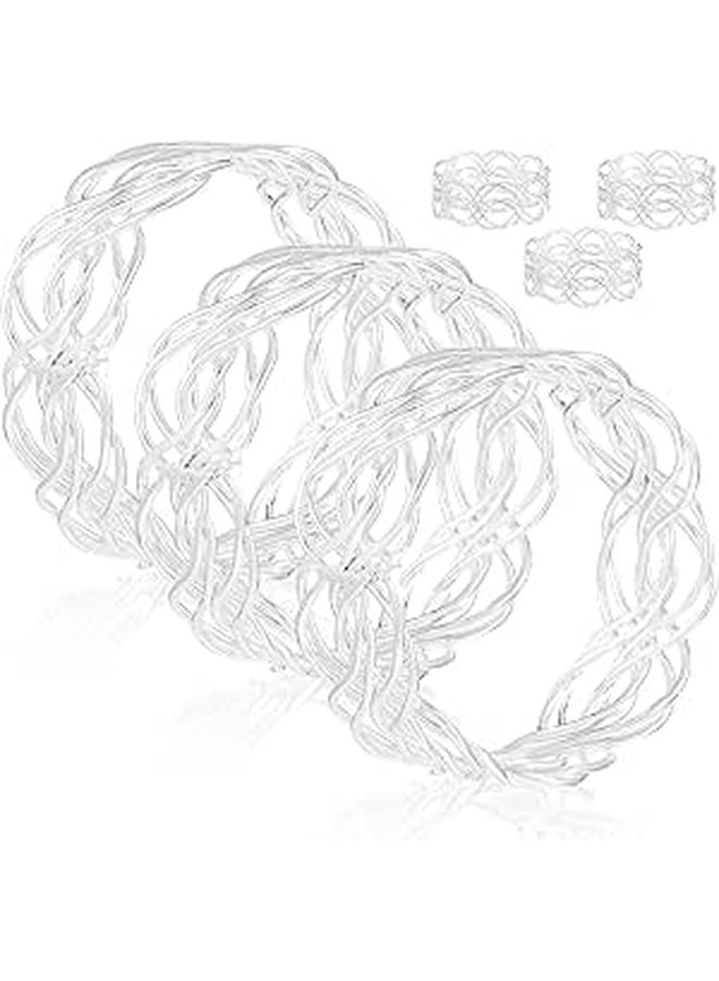 6 Piece Silver Metal Napkin Rings Hollow Handwoven Napkin Holders for Wedding Dinner Table Party Decor - Image 1