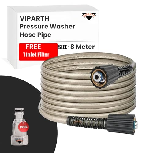 VIPARTH Pressure Washer 8 Meter Hose Pipe upto 2500 PSI | Free 1 Inlet Filter | Universal Compatibility | Heavy-Duty Construction | Durable and Reliable | Explosion Proof - Image 1