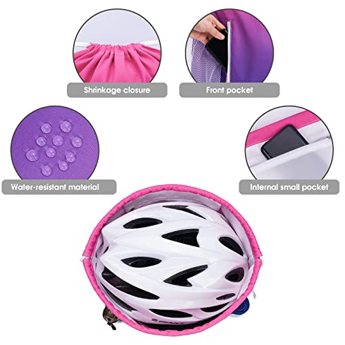 WANDF Drawstring Backpack Sports Gym Sackpack with Mesh Pockets Water Resistant String Bag for Women Men (Rose Red) - Image 3
