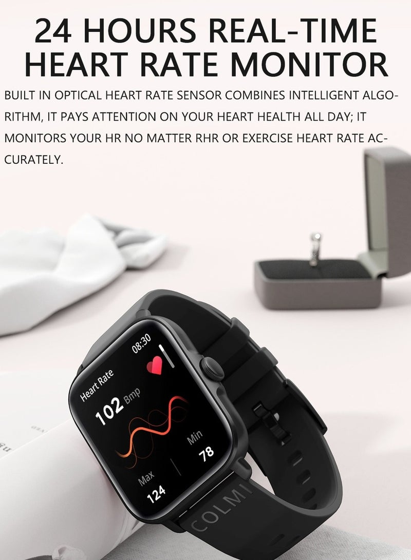 ColMi P28 Plus Smart Watch, IP67 Waterproof Full Touch Screen Android Watch, Lightweight And Comfortable Fitness Tracker With Blood Pressure Heart Rate Monitoring, (1pc, Grey) - Image 4