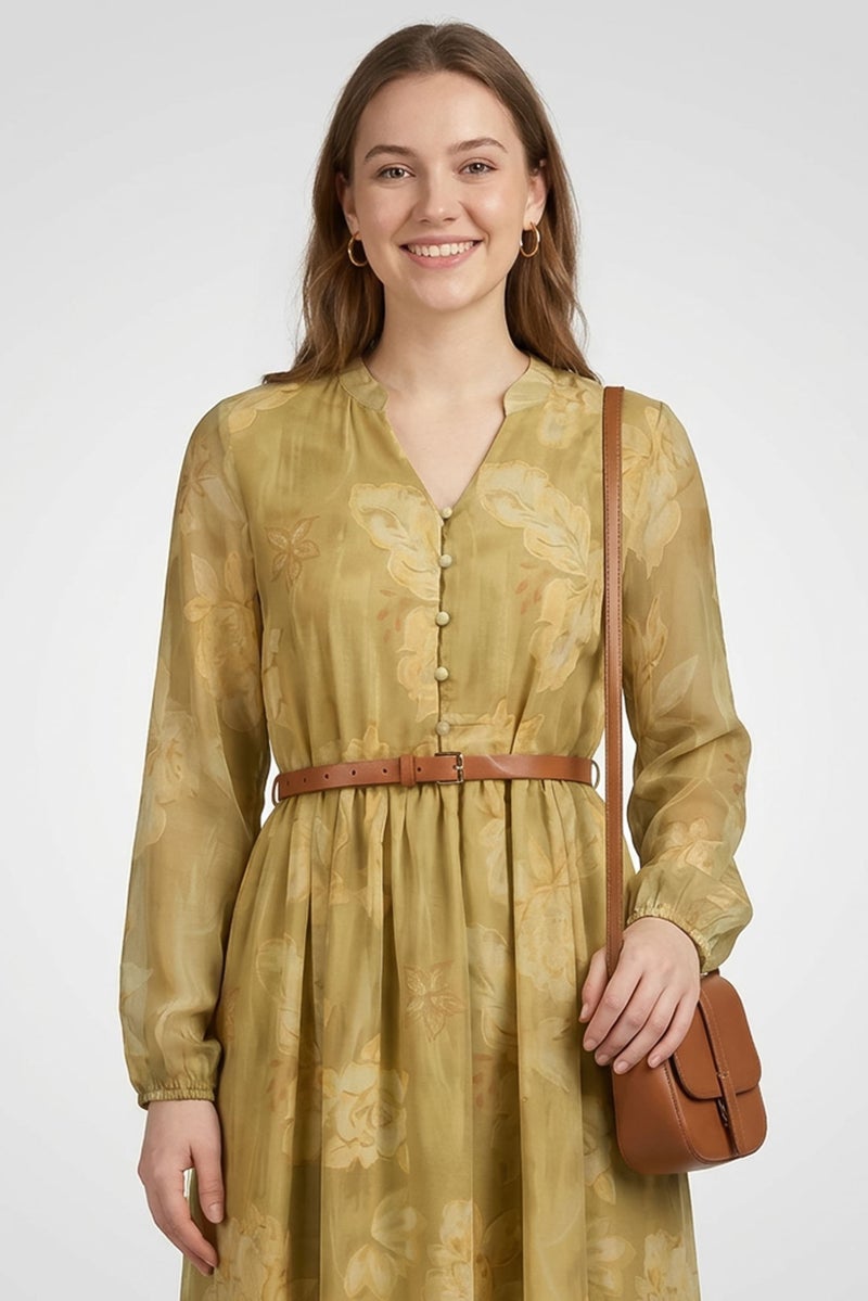 Material Girl Women Floral Print Midi Dress, Olive - Image 2