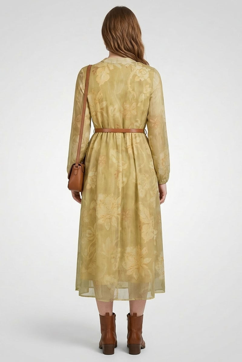 Material Girl Women Floral Print Midi Dress, Olive - Image 4