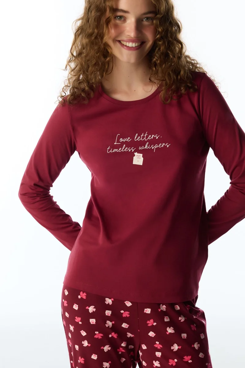 بنتي PENTI Letters Bird Pattern Long Sleeve Pajama Set