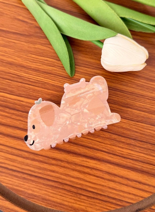 Radhya Accessories مشابك شعر راديا أكسيسوريز بتصميم كرتوني رائج، مشابك شعر أكريليك متينة للنساء والفتيات، مشابك شعر أكريليك بتصميم سحاب وقوس قزح رائجة، إكسسوارات شعر كورية، هدية للبنات (كلب) - Image 3
