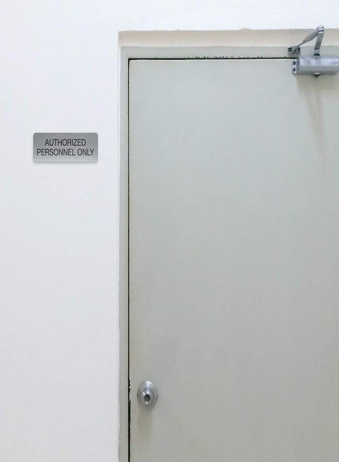 SBLABELS Authorized Personnel Only Indoor Easy Adhesive Mount Door and Wall Sign for Restaurants and Small Businesses 3" x 9" - Silver - Image 2