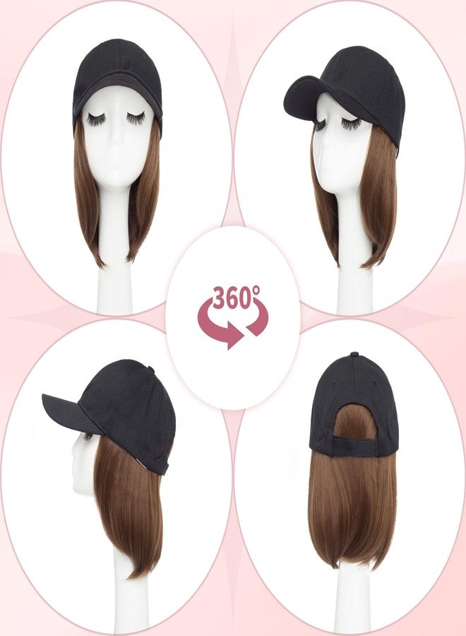 SEGO SEGOHAIR Hat Wig for Women Baseball Cap with Hair Extensions 6 Inch Synthetic Straight Hair Adjustable Wig Hat with Attached Hair for Daily Wear,（10, Light Brown） - Image 4