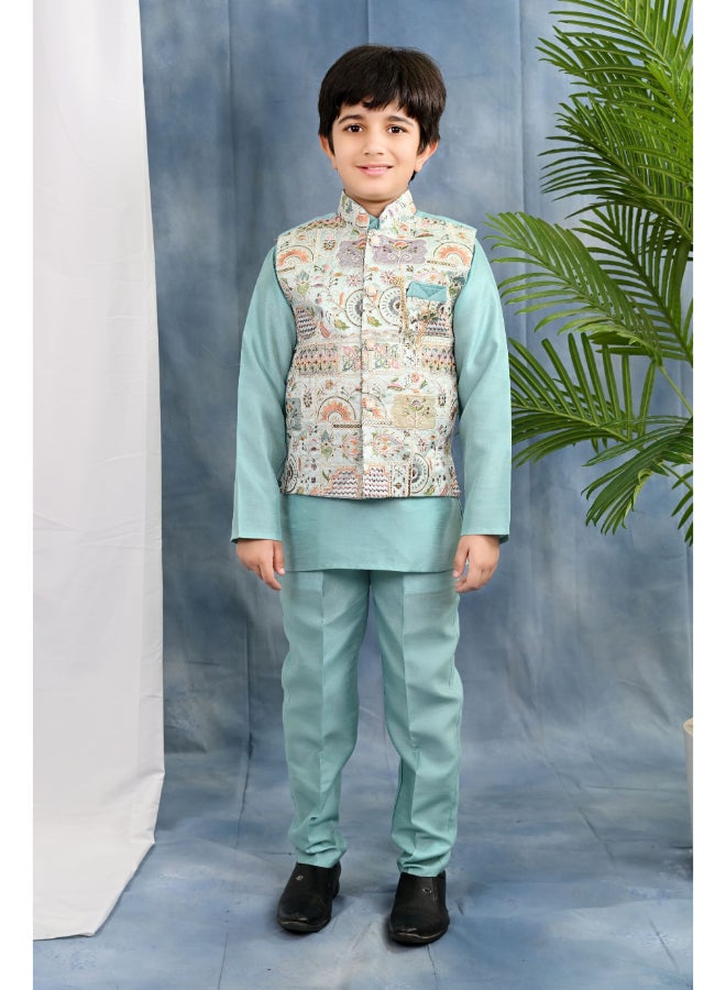 BT DEZINES Light Blue Kurta Set For Boys - Image 1