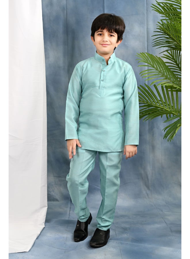 BT DEZINES Light Blue Kurta Set For Boys - Image 5