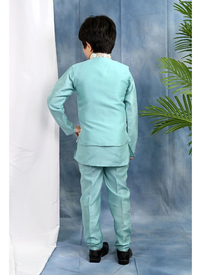 BT DEZINES Light Blue Kurta Set For Boys - Image 2