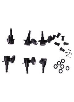 Thoraya 6 Pcs Guitar Locking Machine Head Zinc Alloy Black Electric Acoustic Guitar Locked Tuning Peg Key for Replacement 3L3R Black  - Image 3