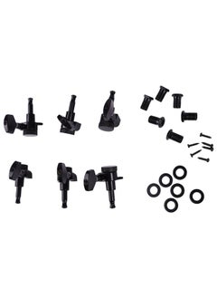 Thoraya 6 Pcs Guitar Locking Machine Head Zinc Alloy Black Electric Acoustic Guitar Locked Tuning Peg Key for Replacement 3L3R Black  - Image 4