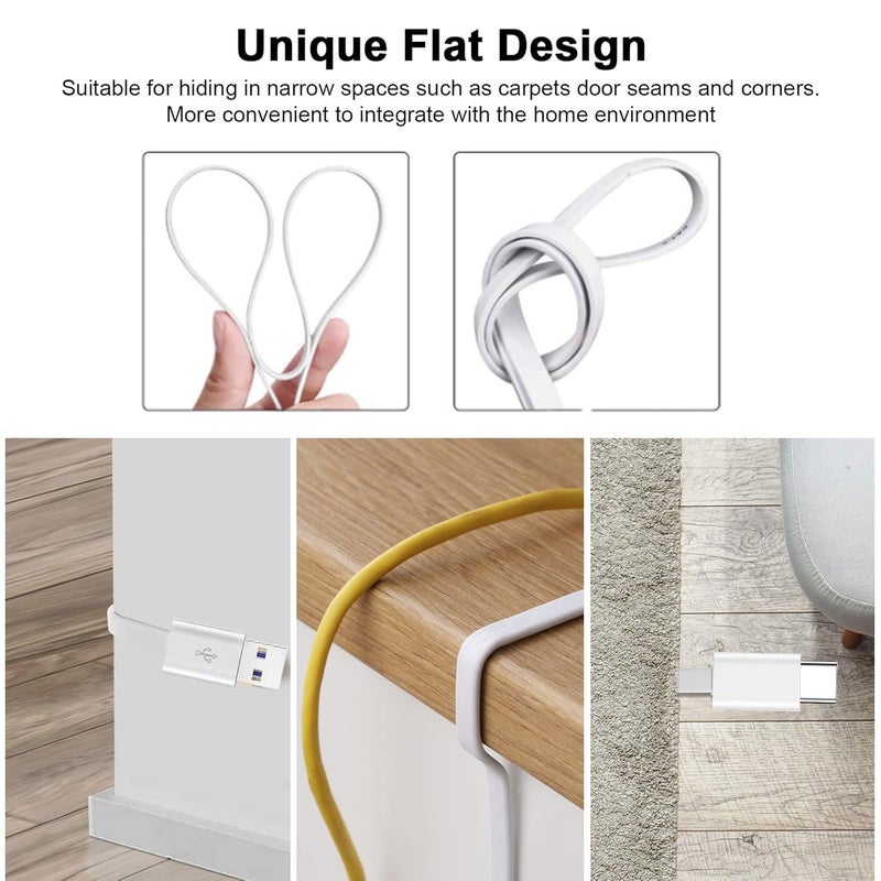 liangxinyun 2Pack 25FT Type C Extension Cable for CCTV Security Camera, Ring Pan-Tilt Indoor Cam 2024 Release,Tapo TP-Link 2K C120 Camera,Petcube Cam 360,Flat USB C Extension Charging Cord-NOT Micro USB - Image 3
