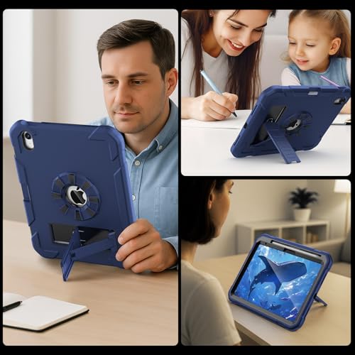 avakot for iPad A16 Case 11th Generation 11 Inch 2025/ iPad 10th Generation Case 10.9 Inch 2022, Heavy Duty Military Grade Shockproof Cover with Pencil Holder for i Pad 11/10 Gen, Navy Blue - Image 4