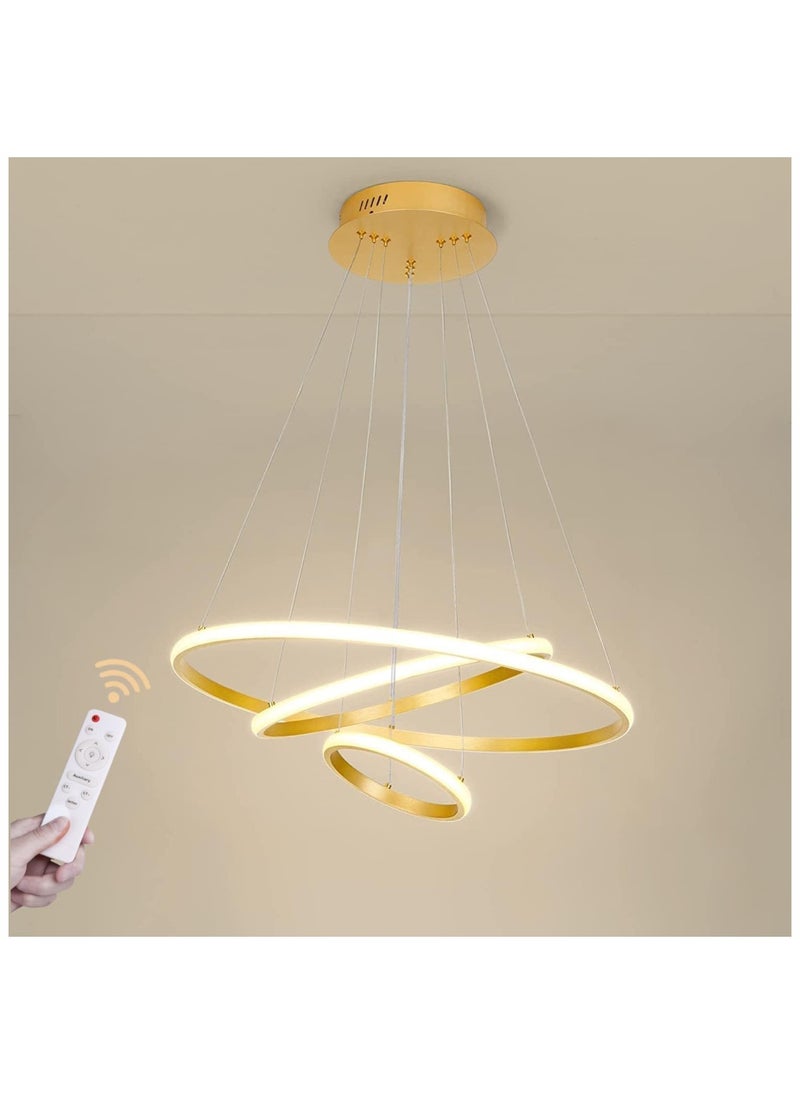 Generic 3 Rings Modern LED Chandelier Pendant Lamp LED Ceiling Lighting Fixtures Living Room Farmhouse Kitchen Adjustable Height Chandeliers For Dining Room Bedroom Hallway With Remote Controller  - Image 3
