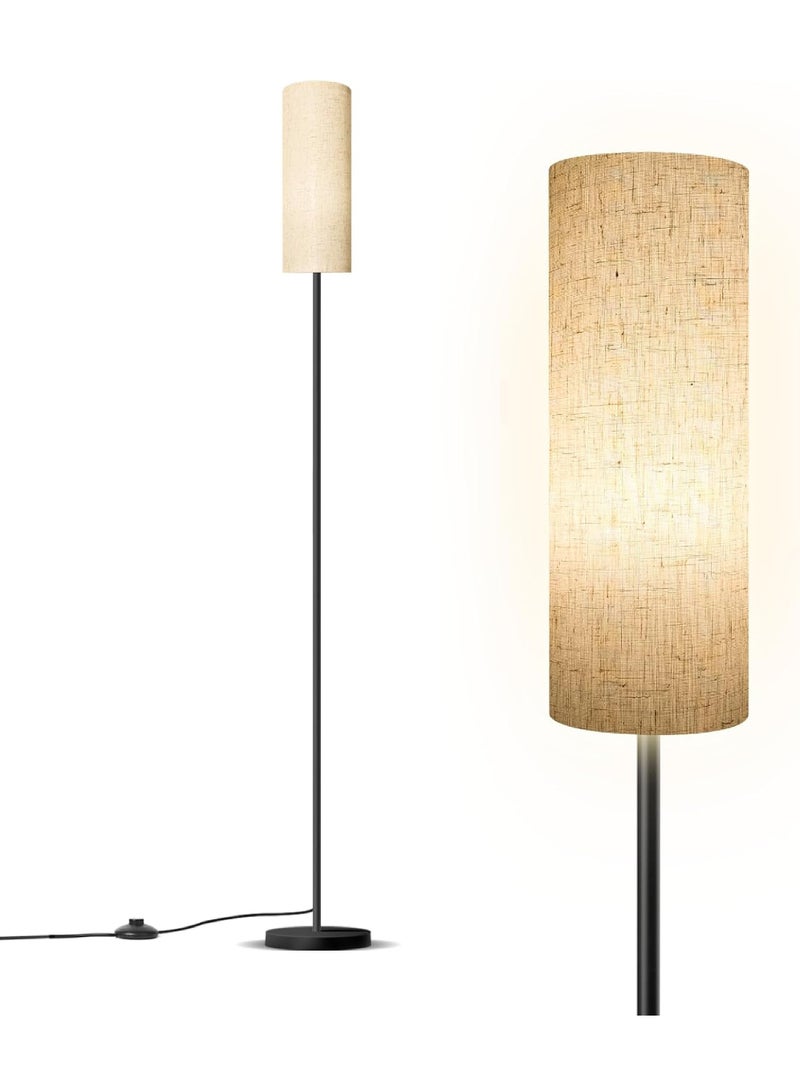 Rock Pow Floor Lamp for Living Room, Stand Up Lamp with Foot Switch & Linen Lampshade, Aesthetic Floor Lamps with 3 Color Temperature for Bedroom, Bright Black Pole Standing Lamps (Bulb Not Included)  - Image 1