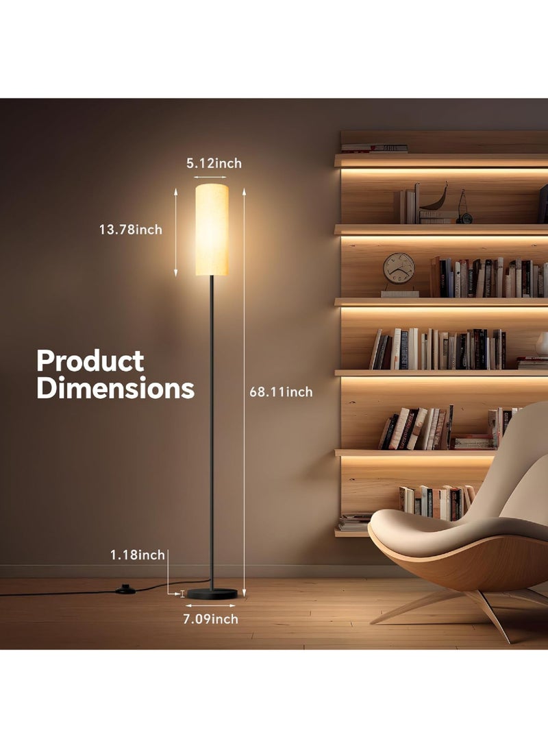 Rock Pow Floor Lamp for Living Room, Stand Up Lamp with Foot Switch & Linen Lampshade, Aesthetic Floor Lamps with 3 Color Temperature for Bedroom, Bright Black Pole Standing Lamps (Bulb Not Included)  - Image 4