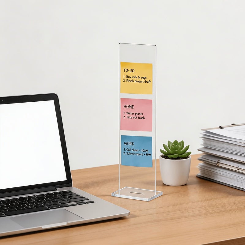 Transparent 2 Piece Set Removable Acrylic Memo Board And Message Board Stand With PC Screen Clip For Office Desktop - Image 5