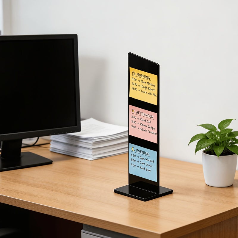 Transparent 2 Piece Set Removable Acrylic Memo Board And Message Board Stand With PC Screen Clip For Office Desktop - Image 4