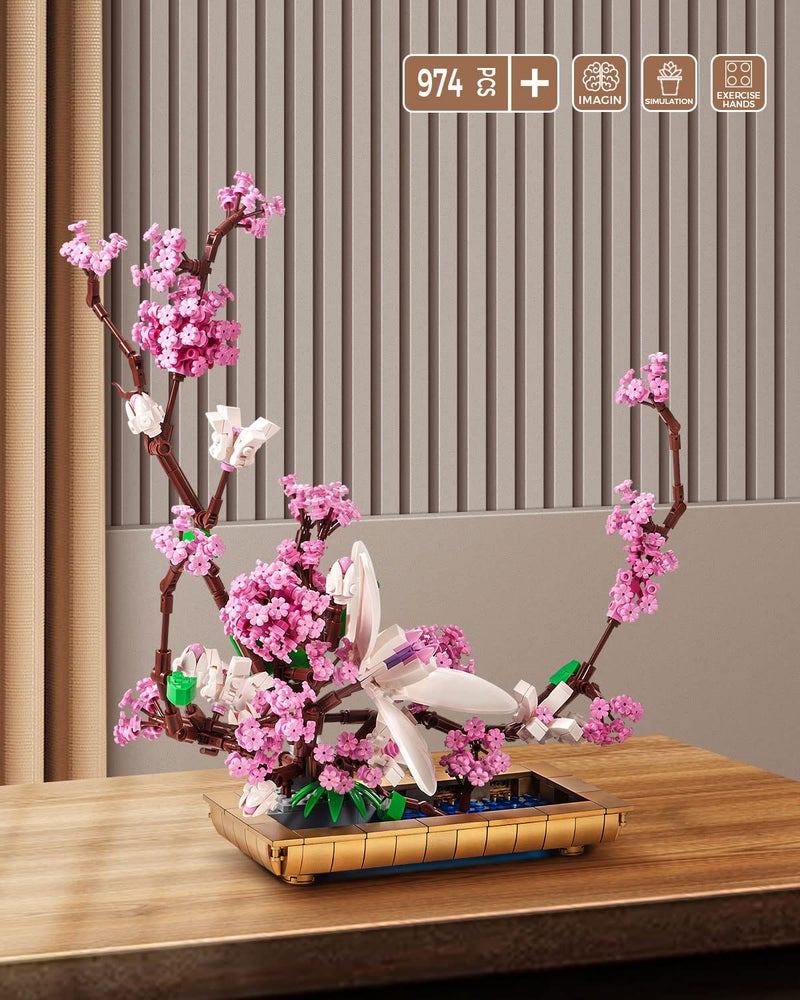 dOvOb Decor Lilac Bonsai Plant Building Blocks Set, Flower Bouquet Model Toys as Gift for Adult, Idea Display Pieces for The Home or Office(974 Pieces) - Image 3