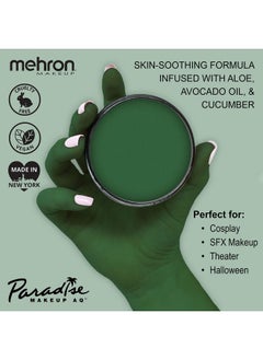mehron Mehron Makeup Paradise Makeup AQ Pro Size | Stage & Screen, Face & Body Painting, Special FX, Beauty, Cosplay, and Halloween | Water Activated Face Paint & Body Paint 1.4 oz (40 g) (Dark Green)  - Image 2