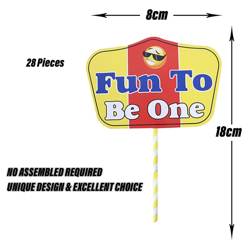 Kuber Industries Party Photo Props | Cardboard Cupcake Picks |Decorations Supplies for Farewell | Birthday Party | Theme Cupcake Topper | 28 Pieces | PP-8038 F | Multicolor - Image 3