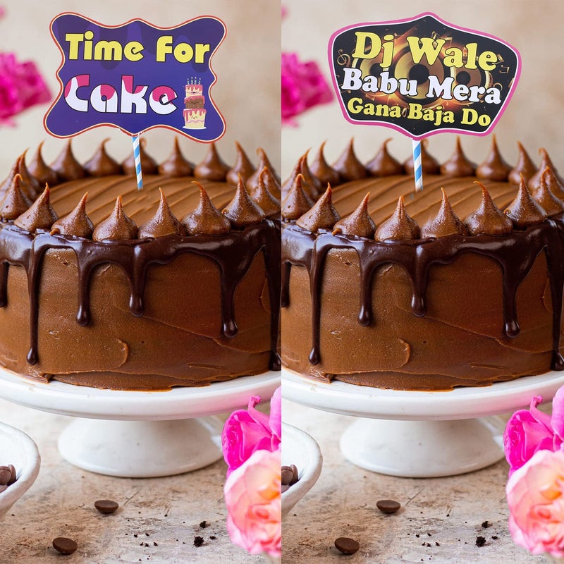 Kuber Industries Party Photo Props | Cardboard Cupcake Picks |Decorations Supplies for Farewell | Birthday Party | Theme Cupcake Topper | 28 Pieces | PP-8038 F | Multicolor - Image 4