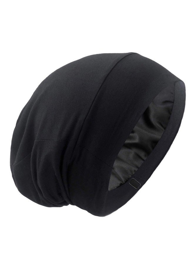 GB Selected (Solid Black) - Satin Lined Hair Cover Sleep Cap - Adjustable Stay on No Fading Slouchy Skull Night Sleeping Beanie for Frizzy Natural Curly Hair Protection - Solid Black - Image 1