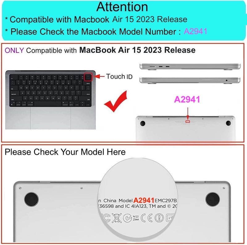 GIOIA BAZAAR Case for MacBook Air 15 inch 2023 2024 Release M3 A3114 M2 A2941 Liquid Retina Display Chip Crystal Clear Case with Liquid Retina Display, Plastic Hard Shell, (Design20) - Image 2