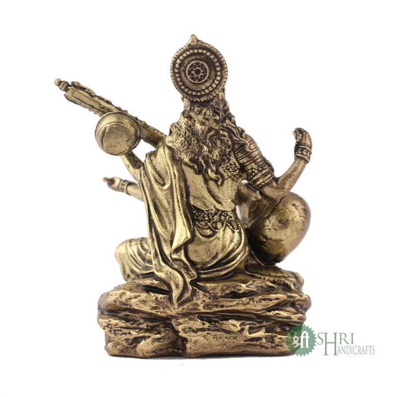 INDICAST Handcrafted Brass Goddess Saraswati Statue for Home Temple 3 Maa Saraswati Figurine Idol Murti Symbol of Learning Creativity Weight 80gm - Image 4