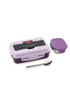 Nabhya Nabhya Best Steel 900ML, Stainless Steel Lunch Box for Kids, Outer Plastic Inner Steel Tiffin Box for School Kids, Lunch Box with Small Katori & Spoon, Leak-Proof Tiffin Box (900ML, Purple)  - Image 5