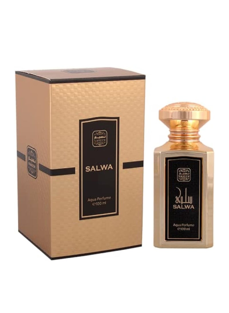 Naseem Salwa Aqua Eau De Parfum 100ml - Unisex Arabian Perfume with Long-Lasting Scent, Luxurious Fragrance for Men & Women, Ideal Gift, Fresh Citrus & Warm Woody Notes  - Image 2