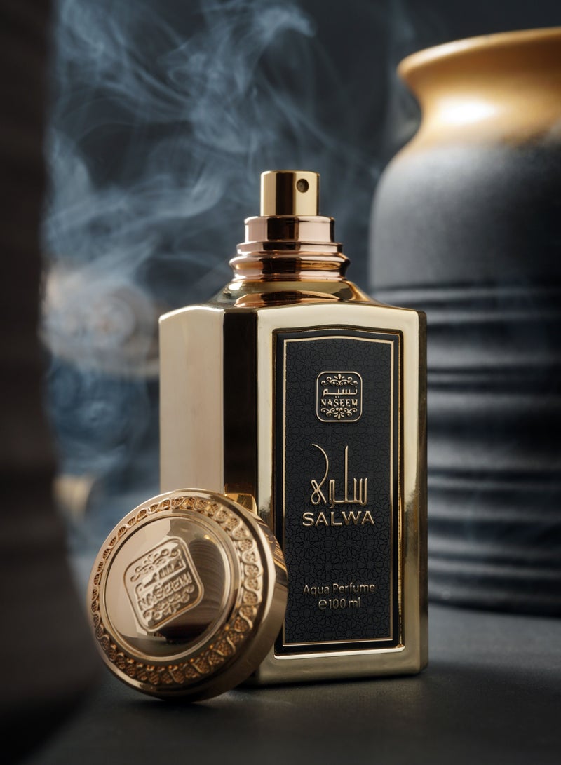 Naseem Salwa Aqua Eau De Parfum 100ml - Unisex Arabian Perfume with Long-Lasting Scent, Luxurious Fragrance for Men & Women, Ideal Gift, Fresh Citrus & Warm Woody Notes  - Image 1