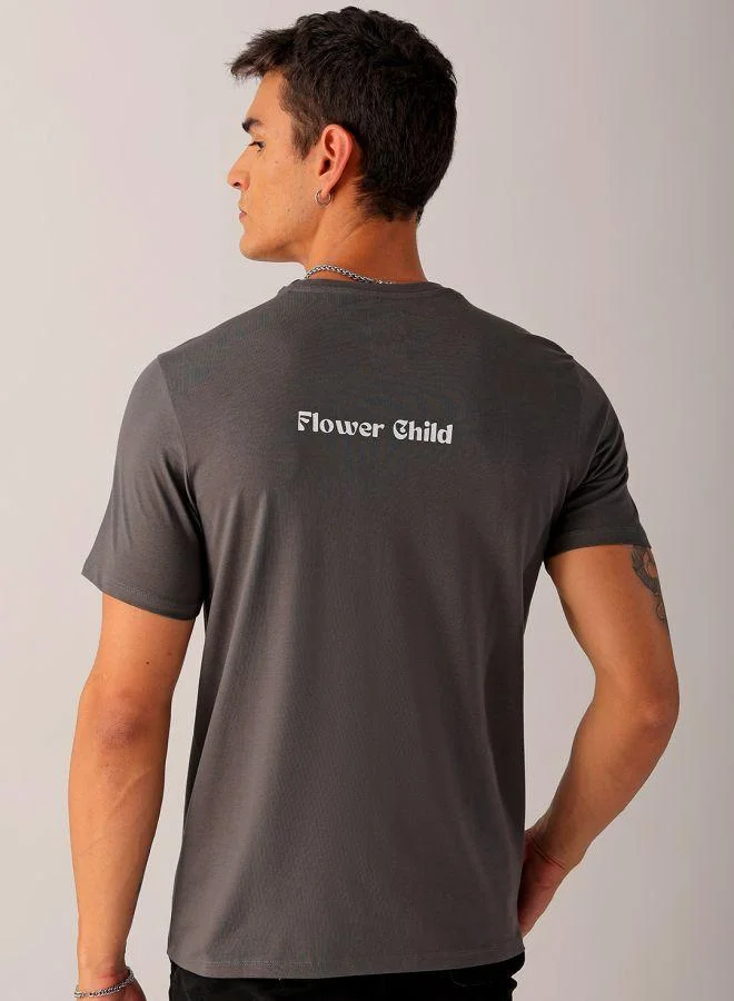 The Indian Garage Co Men Slim Fit Placement Print Round Neck Tshirt