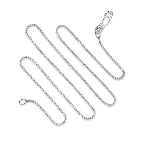 Designer Sterling Silver DSS 925 Sterling Silver Necklace for Women, Box Chain 1mm, Lobster Claw Clasps, Sterling Silver Chain, Italian Jewelry for Women, 16in - Image 5