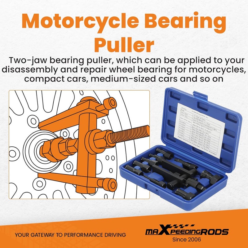 maXpeedingrods Motorcycle Blind Hole Bearing Puller Set Internal Bearing Extractor Puller Tool Kit, 8-25MM Motorcycle Bicycle Wheel Bearing Removal Installer Tool, 10PCS - Image 4