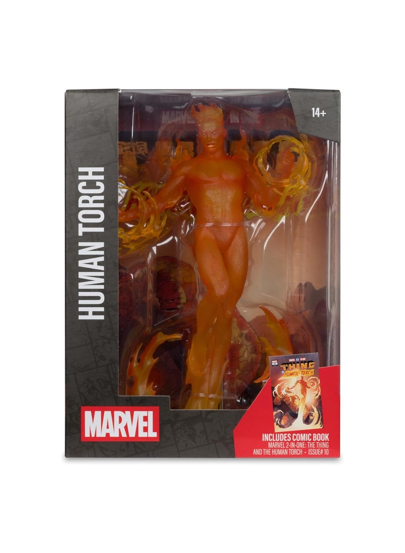 أبطال مكفارلين الخارقون - مارفل - الشعلة البشرية من مارفل كوميكس 2 في 1 #10 شخصية قابلة للتجميع بمقياس 1:6 مع مشهد