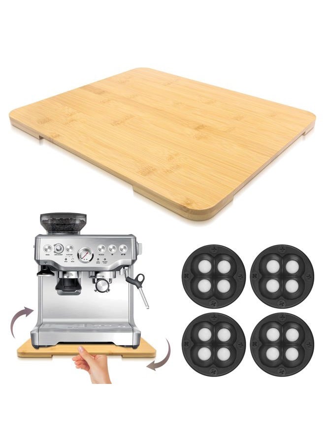 GIASSVIO Sliding Tray for Coffee Maker, Bamboo Appliance Slider, Sliding Tray for Kitchen Appliance, Coffee Maker Slider Tray for Counter, Coffee Pot Slider Tray for Countertop with Wheels, Natural(16" x 13") - Image 1