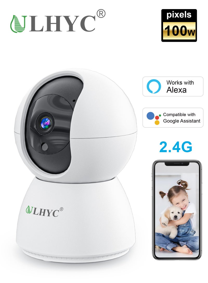 ULHYC 1080P HD Infrared Night Vision Camera, 2.4G WiFi Connection, Compatible With Google Alexa, Cloud Storage, Two-way Audio, Human Tracking, Motion Alarm, Indoor And Outdoor Security Monitoring - Image 1