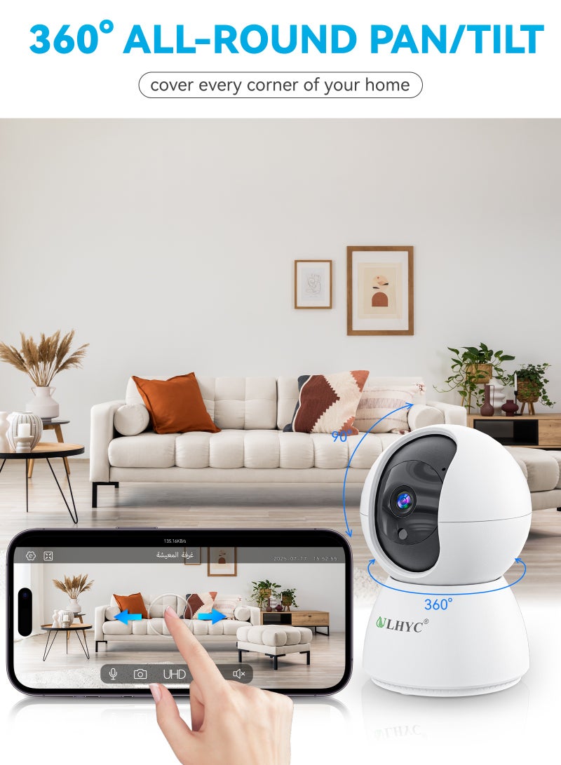 ULHYC 1080P HD Infrared Night Vision Camera, 2.4G WiFi Connection, Compatible With Google Alexa, Cloud Storage, Two-way Audio, Human Tracking, Motion Alarm, Indoor And Outdoor Security Monitoring - Image 2