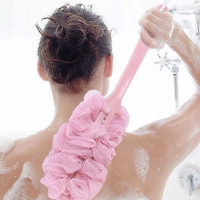 ShipFayda Loofah Bath Brush for Men and Women Soft Nylon Sponge Back Scrubber Shower Brush With Long Handle Exfoliating Bath Brush For Cleanse Body Multicolor Standard 1 count - Image 1