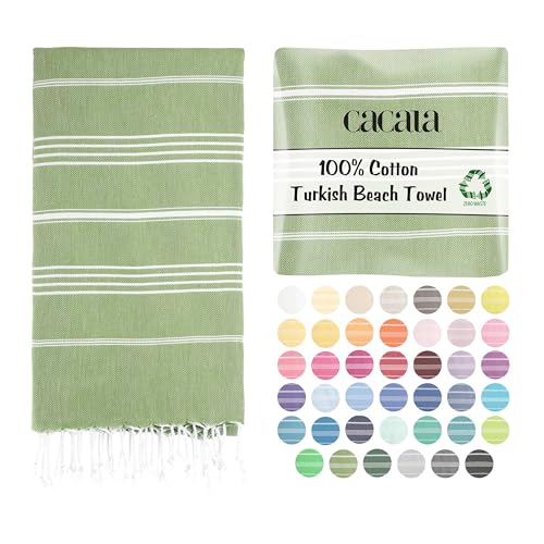 Cacala Lightweight and Thin Turkish Beach Towel 100% Cotton Sand-Free and Quick-Drying Goodness Perfect as an Extra Large Travel Towel, Beach Accessory, or Gift for Beach Lovers, 37 x 70 - Image 1