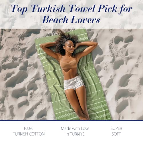 Cacala Lightweight and Thin Turkish Beach Towel 100% Cotton Sand-Free and Quick-Drying Goodness Perfect as an Extra Large Travel Towel, Beach Accessory, or Gift for Beach Lovers, 37 x 70 - Image 3