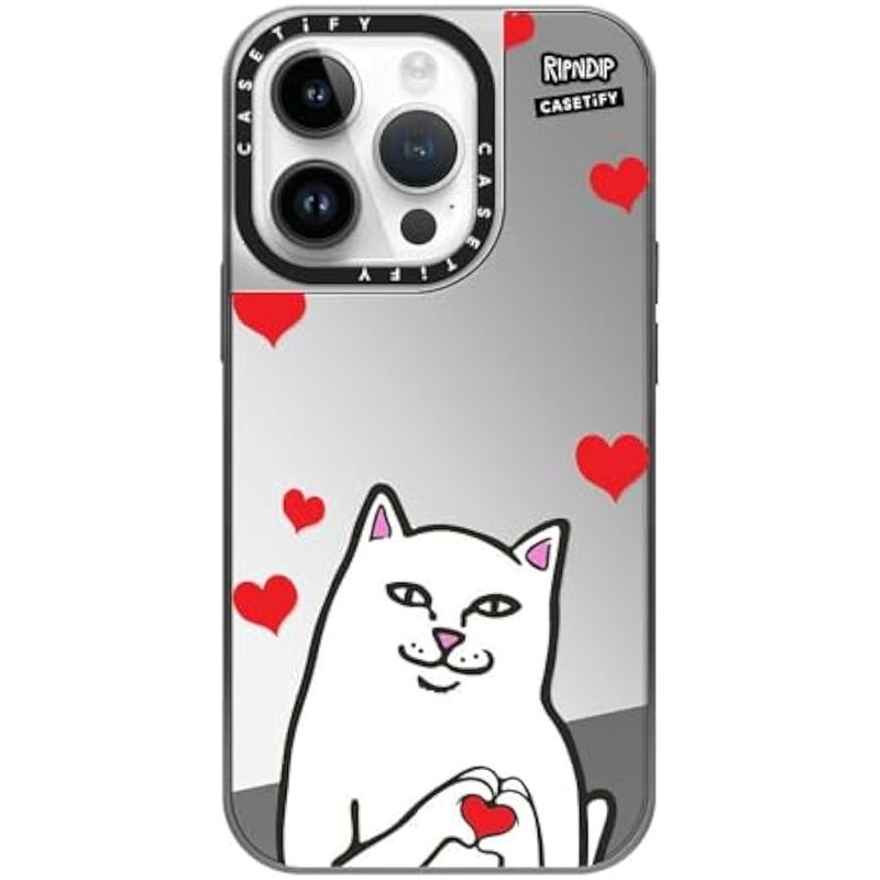 Casetify Mirror Case for iPhone 14 Pro 【RipNDip Colab/Reflective / 4.9ft Drop Protection/Compatible with Magsafe】 - Nermal Loves - Silver on Silver - Image 1