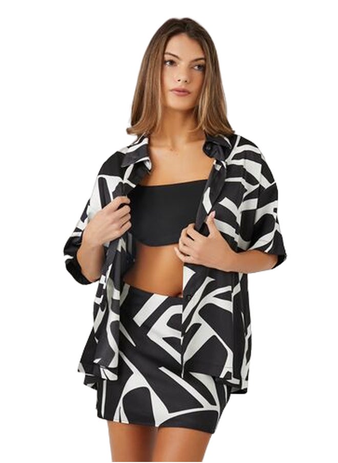 FOREVER 21 Satin Abstract Print Mini Skirt  - Image 1