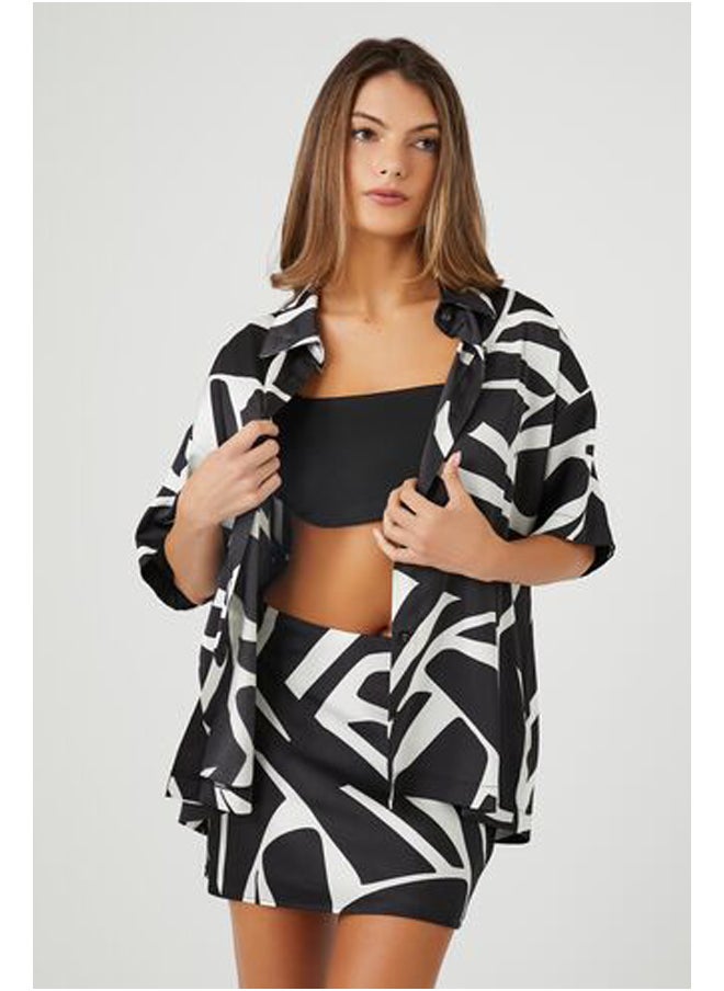 FOREVER 21 Satin Abstract Print Mini Skirt  - Image 2