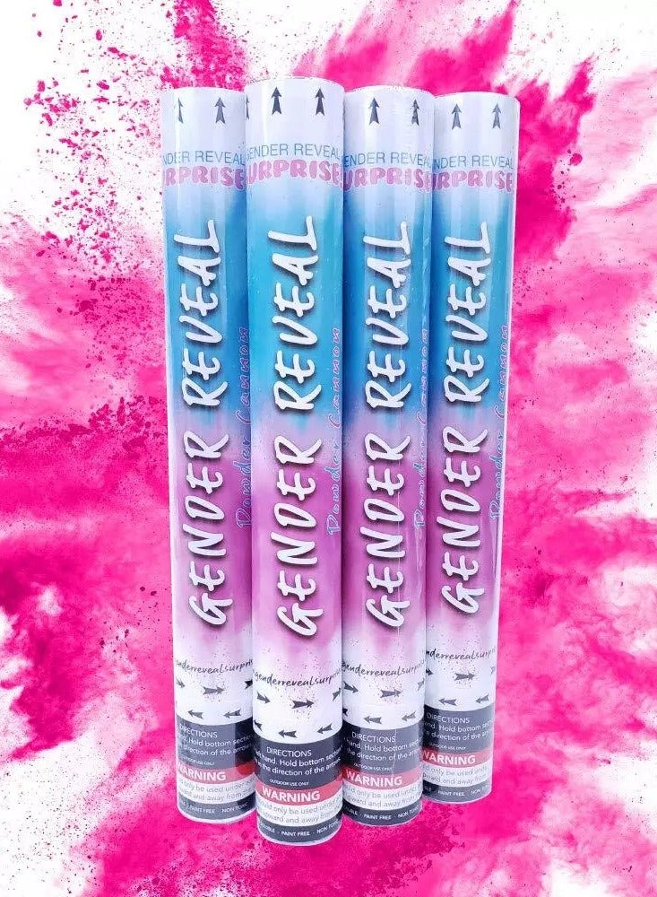 Shreeji 4 pack Pink Gender Reveal Confetti Cannon, 30 cm Party Poppers for Pregnancy Announcement | Gender Reveal Confetti | Baby Girl Gender Reveal Party Supplies | Confetti Popper [4 Pack] - Image 1
