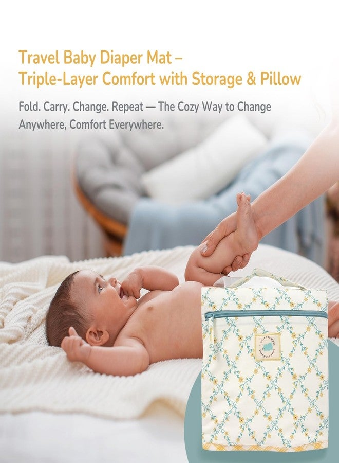 TIDY SLEEP حصيرة تغيير حفاضات الأطفال المحمولة من تايدي سليب بيبي - حصيرة سفر قابلة للطي ومقاومة للماء مع جيوب تخزين ووسادة مبطنة ناعمة - منظم محطة تغيير سهل الحمل للأطفال حديثي الولادة والأطفال الصغار (حلزوني مرح) - Image 3