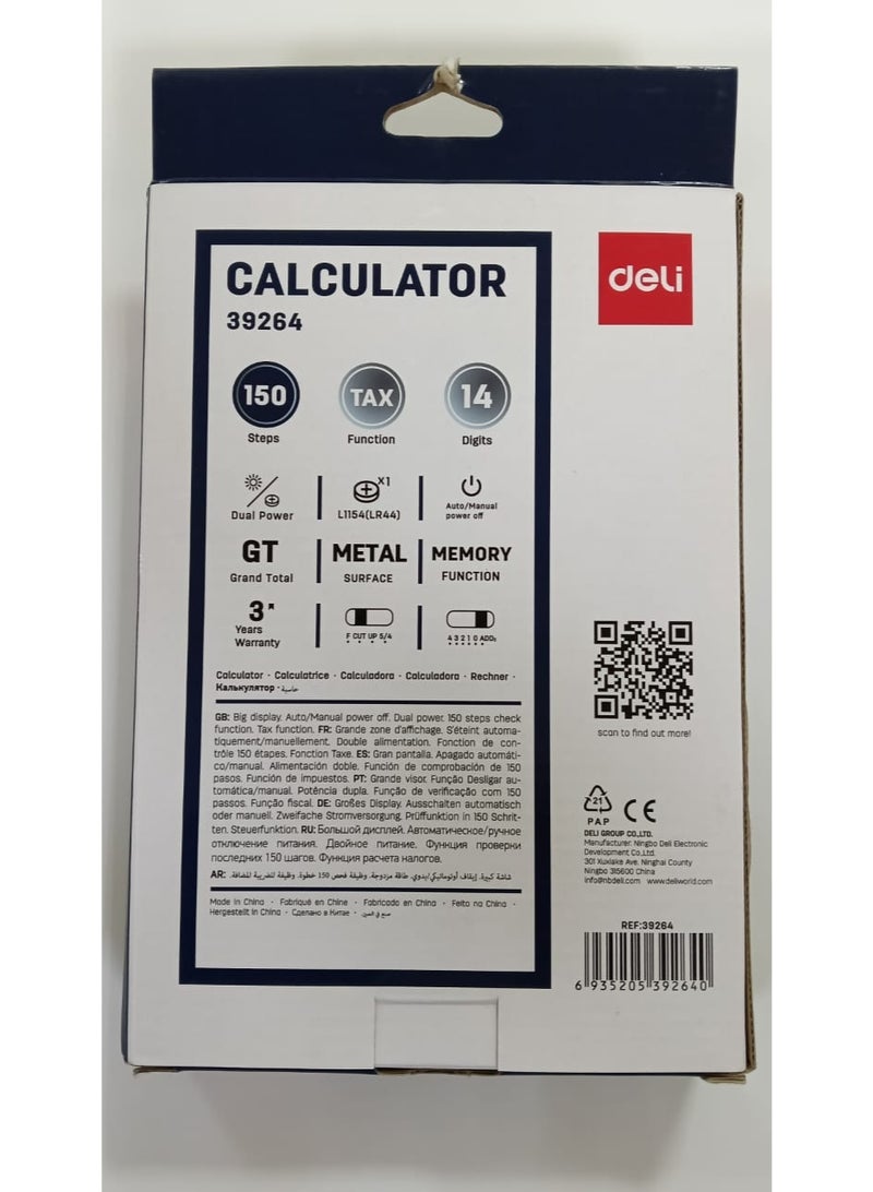 Deli 14 Digits 39264 Tax Function Desktop Calculator - Image 2