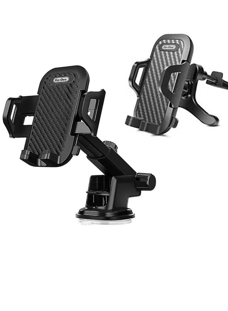 ELTRAZONE Go-Des Car Mobile Holder, 360 Degree Rotation & Adjustable Mobile Stand for Car Dashboard Windshield and Air Vent Black (HD693- - Image 3