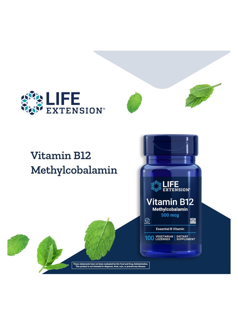 لايف إكستنشن فيتامين ب12 ميثيل كوبالامين 500 ميكروجرام -100 قرص نباتي - Image 3